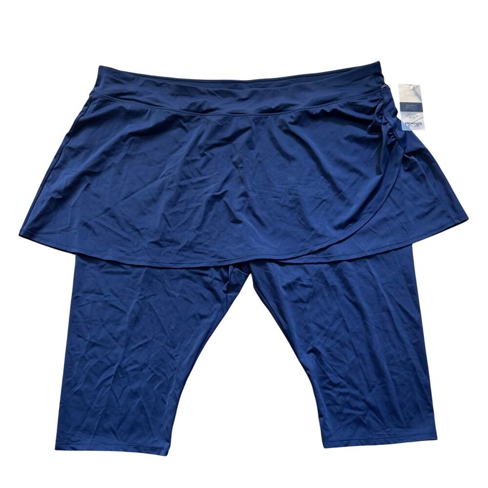 Swimsuits For All SWIM365 Navy Swim Skirt with Leggings Ruching Size 30